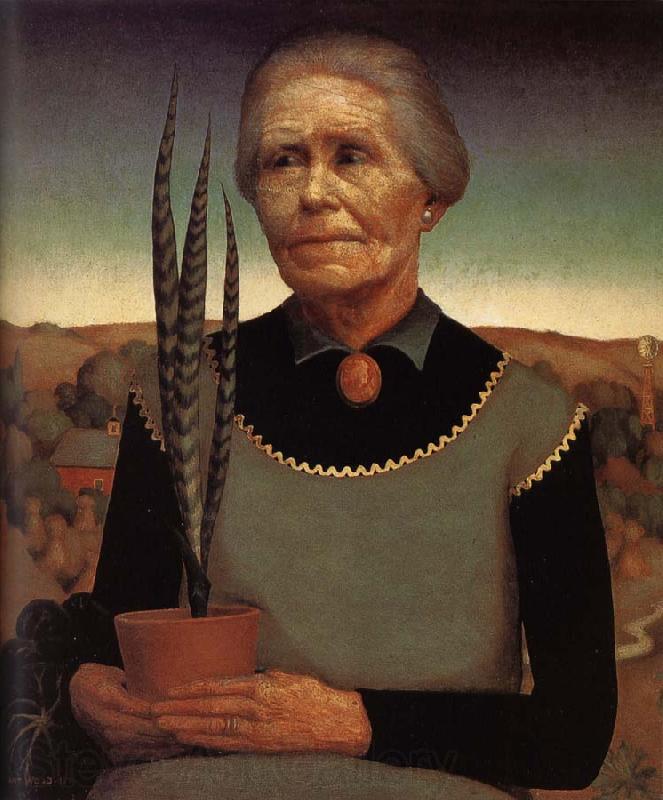 Grant Wood Both Hands with Miniature garden of woman